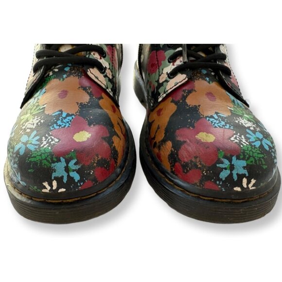Dr. Martens 1460 Floral Mash Up Black Leather Lace Up Boots Size US 4 Juniors - Picture 8 of 15